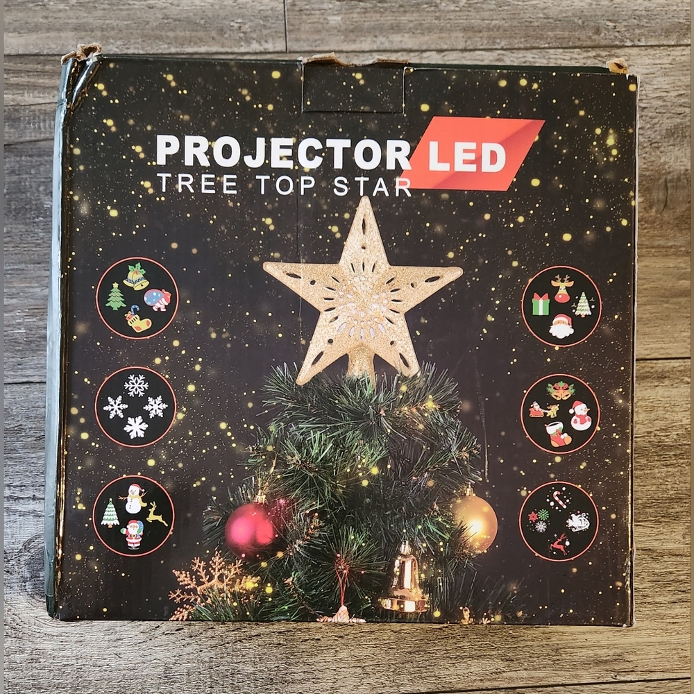 Projector Led Tree Top Star-Glittery Gold